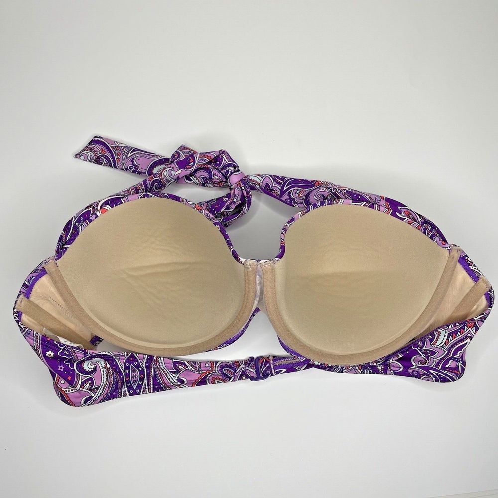Old Navy Underwire Bikini Swim Top Purple Floral Paisley‎ Size XL Padded - Picture 5 of 7